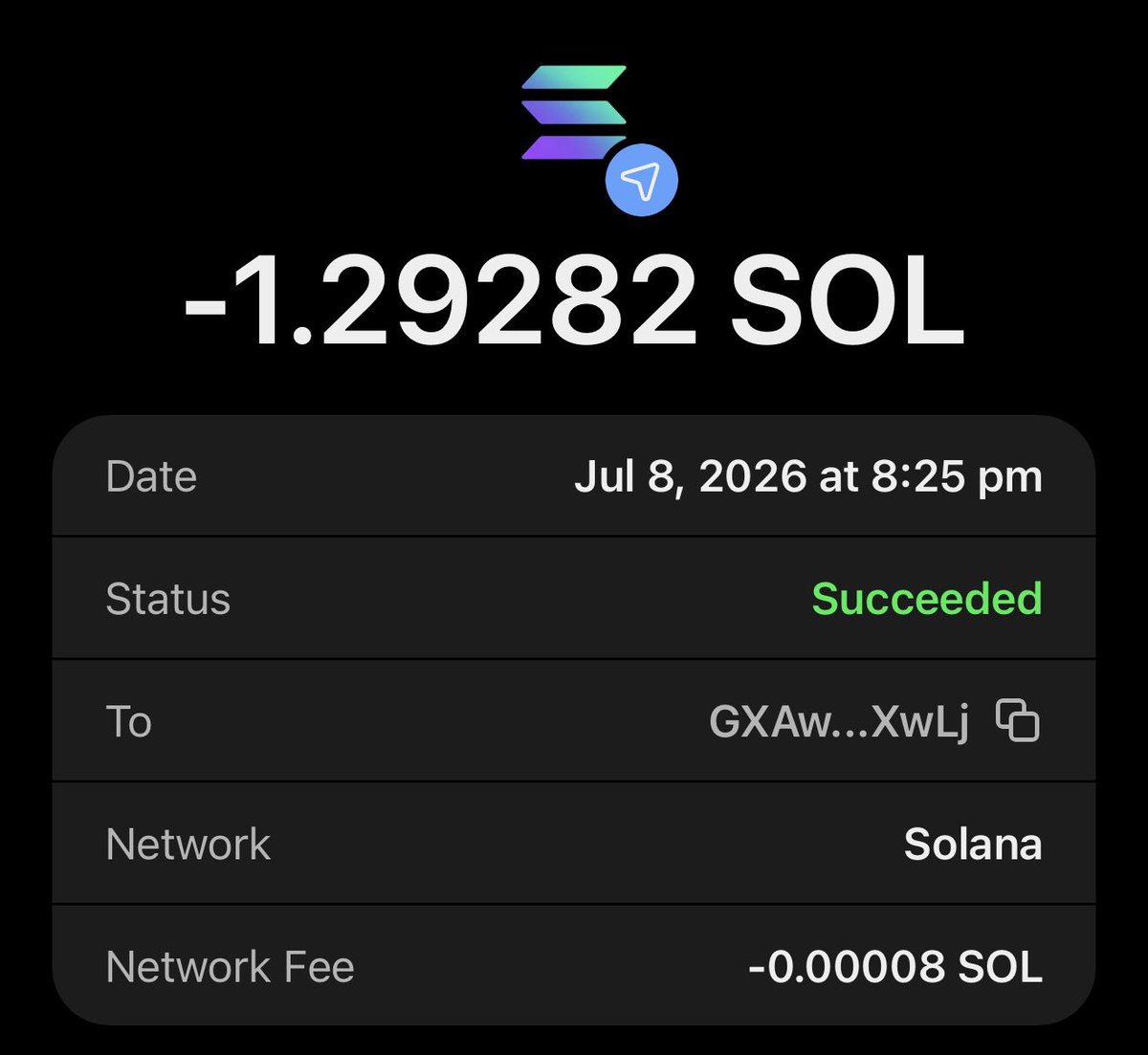 Voltlx's tweet photo. Sent you $100 

Drop your solana wallets and make sure your following me to be able to win https://t.co/vF3KGcWuxh