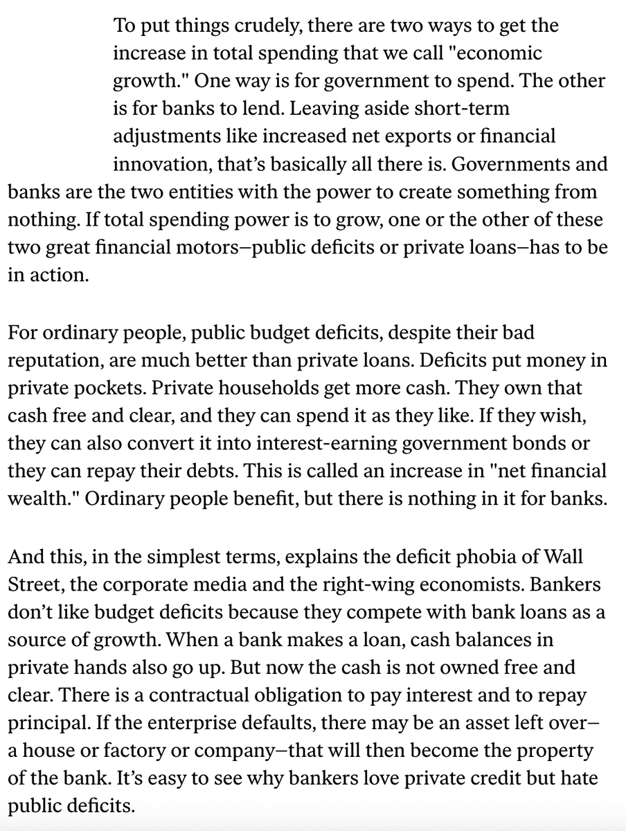 StephanieKelton's tweet photo. @ProfSteveKeen And the US Treasury Secretary came in with an explicit pledge to "de-lever the public sector and re-lever the private sector."  If you haven't seen it, you'll like this from James Galbraith. https://t.co/YhAhm7UqDm
