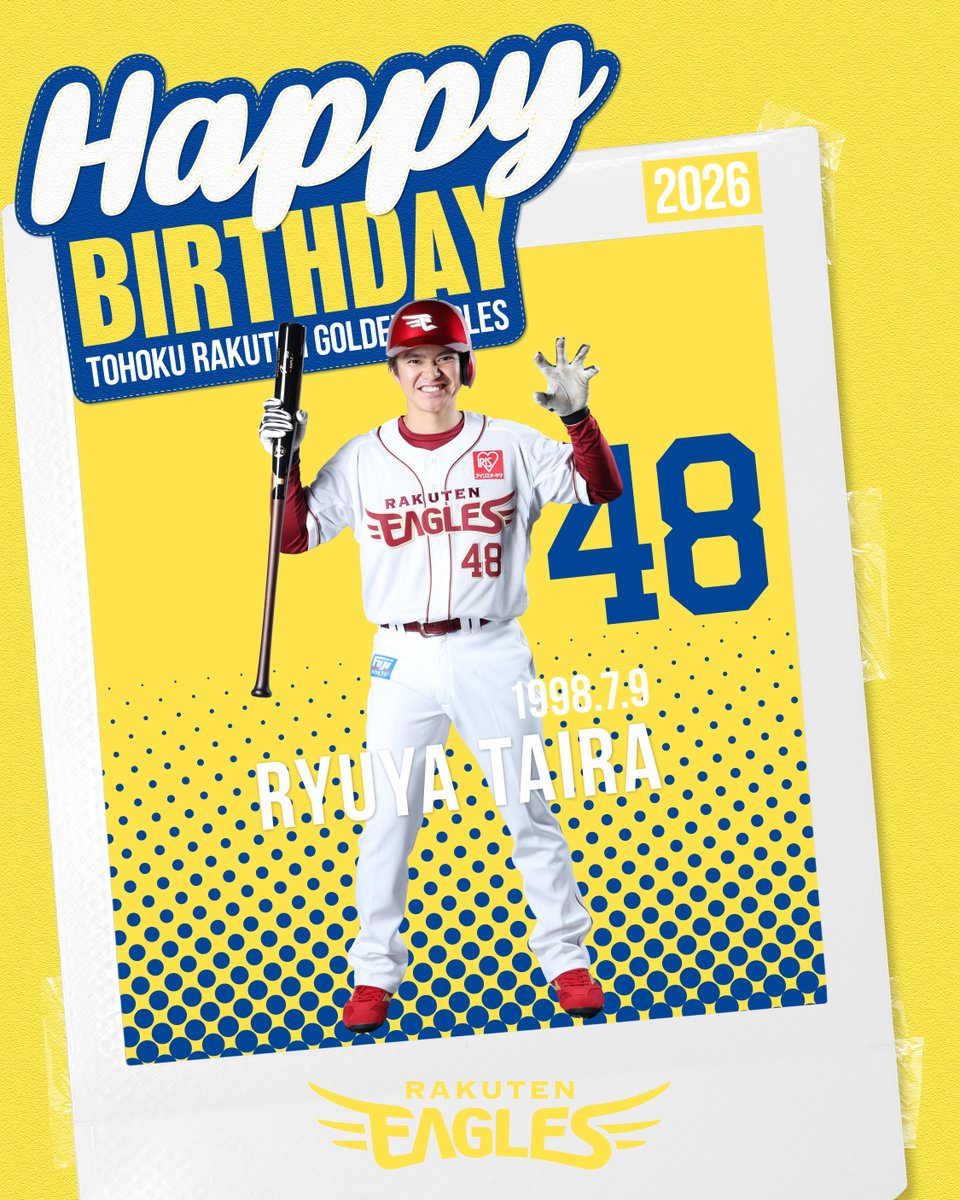 Rakuten__Eagles's tweet photo. 🎂🎂🎂🎂🎂🎂🎂
Happy Birthday!
#平良竜哉 (28歳)
🎂🎂🎂🎂🎂🎂🎂

📖
https://t.co/dMelxdo3B0

🎁誕生日グッズ👇
https://t.co/0rIpKaaUQe

#RakutenEagles https://t.co/sUAYrYaR0X