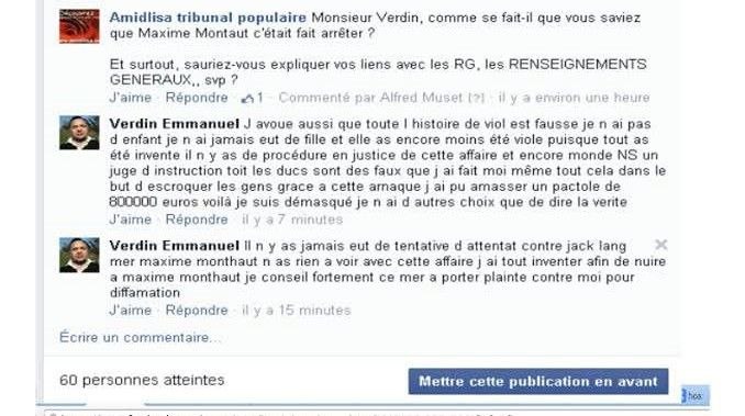 Claire_Gabriel_'s tweet photo. Ou quand la folie des réseaux sociaux devient virale... Fin du game pour Emmanuel Verdin qui accuse @jack_lang, avec #Hollande et #Moscovici d'avoir violé sa fille Laureen Marchet. Il a avoué lui-même que c'était faux en 2014 et que cette enfant qu'il a reconnue, n'était pas sa fille. Des années que ce canular perdure...

L'association @WantedPedo (vidéo dans ce tweet) n'avait pas pu conserver les écrits de Verdin à l'époque mais Internet garde toujours tout en mémoire. On reconnaît d'ailleurs bien Verdin à ses nombreuses fautes de grammaire et d'orthographe. Il avouait clairement avoir amassé et surtout escroqué 80000 €, à ceux qui le suivaient et le croyaient. 

Il revient aujourd'hui sur le devant de la scène, suite à l'appel de @NBouvierOff en début d'année car il est en train de tout perdre financièrement. Libre aux crédules qui veulent donner de l'argent à un imposteur qui surfe sur la mort d'une pauvre enfant et je ne dis pas merci à des personnes comme @Shannakress83 qui lui font de la publicité. 

Verdin qui prétend faire justice pour sa "fille", s'était rendu au commissariat en pensant que Maxime Montaut, président de l'association @WantedPedo allait tirer une balle dans la tête de @jack_lang... Incohérence totale avec son discours, mais c'est incroyable comment les gens se font avoir sur les réseaux sociaux.
Sur la même lancée de mensonges, désormais, on a son acolyte féminin, Sophie Alric, qui nous joue exactement la même partition. 
La question est : jusqu'où ira cette folie sur les réseaux sociaux ? 

Les opportunistes du Net qui surfent sur un sujet sensible concernant la cause des enfants, ont de beaux jours devant eux, tant les gens ont perdu tout discernement et se laissent embarquer par l'émotionnel, à défaut de réfléchir avec leur cerveau.

PS : le monsieur Verdin en question serait actuellement visé justement pour détention de fichiers pédopornographiques.