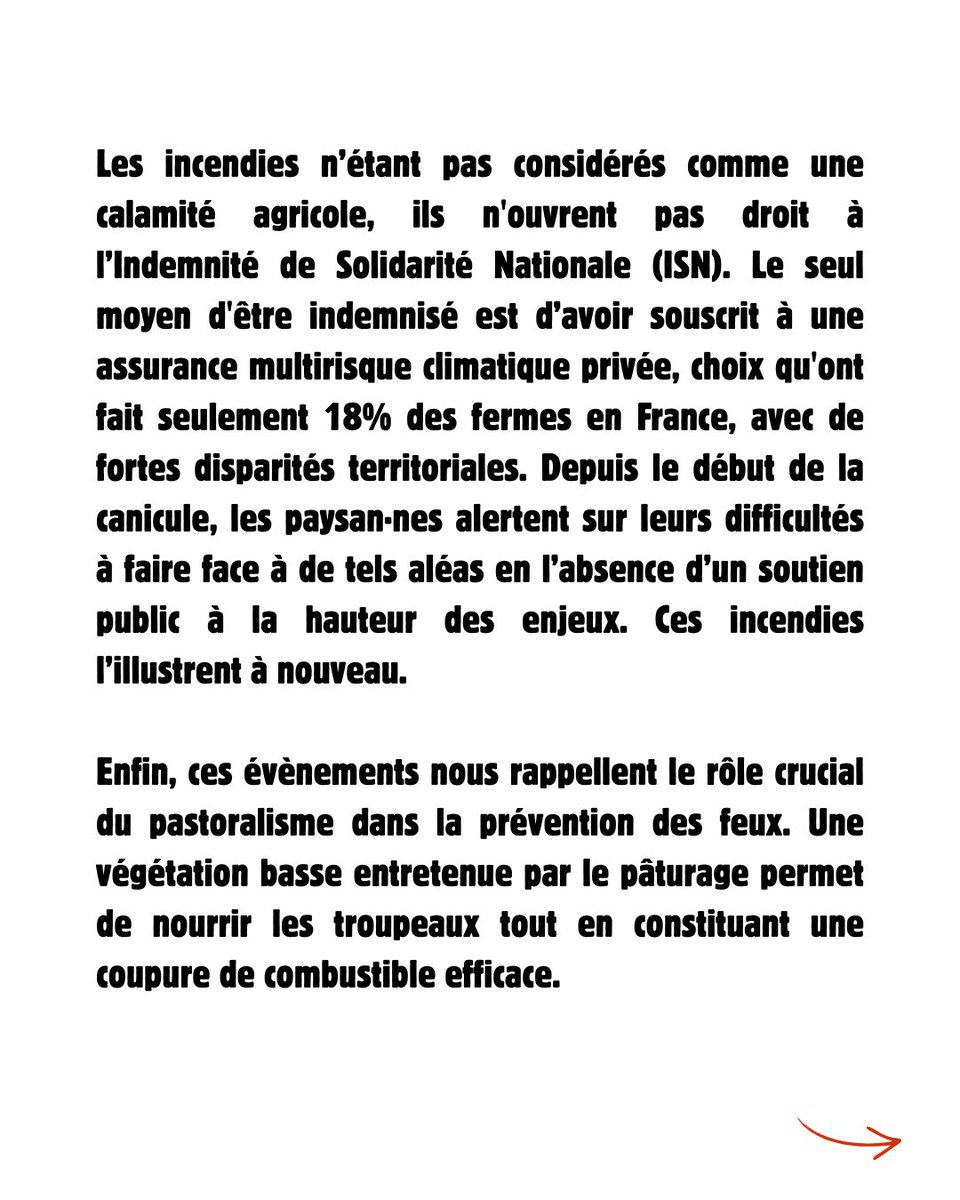 ConfPaysanne's tweet photo. 🚨 Incendies : les paysan·nes demandent des moyens pour sauver les fermes et prévenir les feux

Nous constatons avec effroi que plusieurs territoires sont touchés par d’importants incendies, qui affectent particulièrement le monde paysan. 

Retrouvez notre communiqué de presse ⤵️ https://t.co/E4lc42O8fX