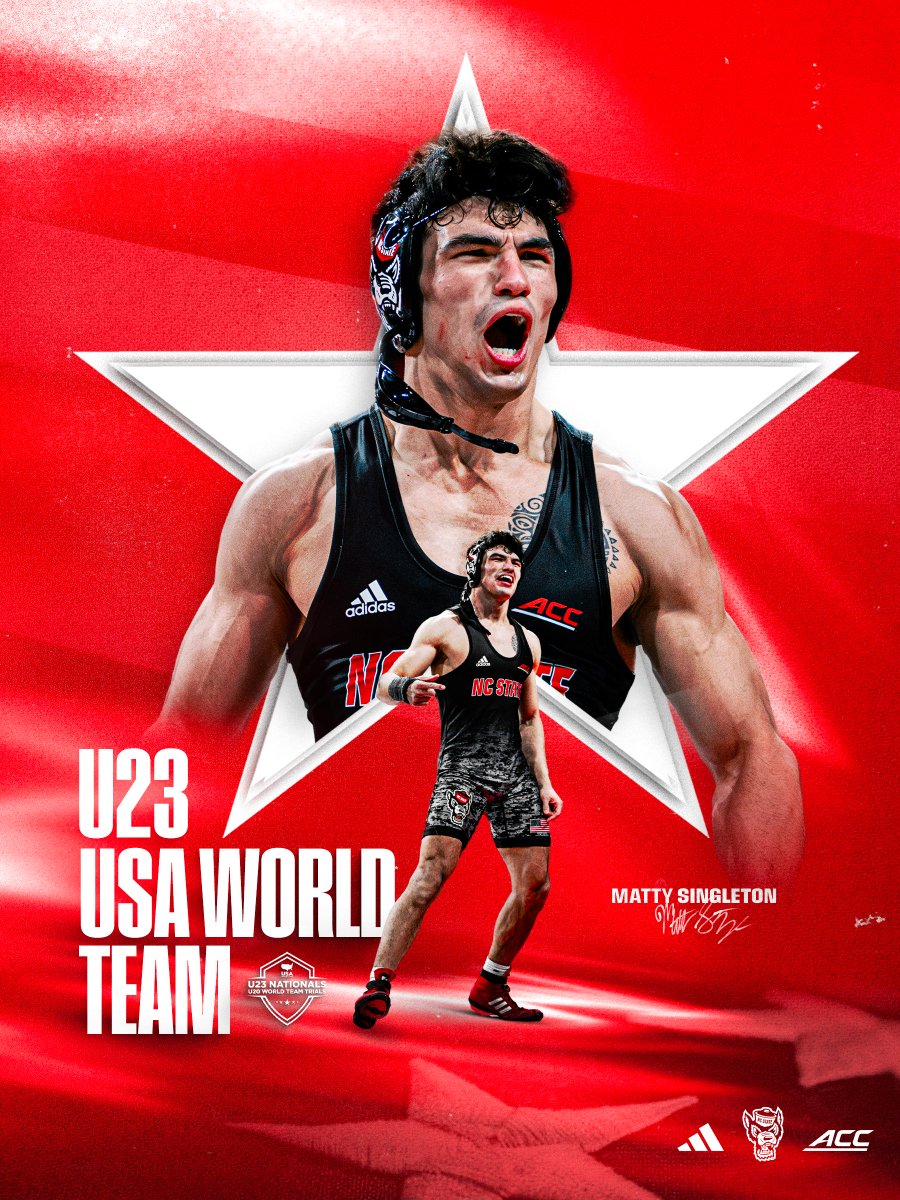 PackWrestle's tweet photo. Red. White. Wolfpack. 🇺🇸🐺

@singleton_matty  has accepted his invitation to represent Team USA at the U23 World Championships in the 79 kg division. https://t.co/XLlKzZMED5