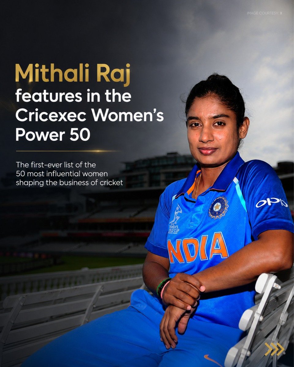 100MasterBlastr's tweet photo. Mithali Raj features in cricexec's inaugural 'Women’s Power 50' list, highlighting her growing influence as a powerful leader shaping the sport's global business and commercial ecosystem 👏🏻💥

[Mithali Raj, Women's Power 50, Cricexec, Women In Cricket, Cricket Business] https://t.co/CtsLJTZfK7