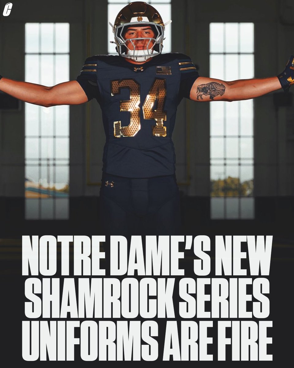CFBAlerts_'s tweet photo. Notre Dame’s newest uniforms are here and they’re amazing 🔥 

(Via @NDFootball) https://t.co/yIIUqSOD6z