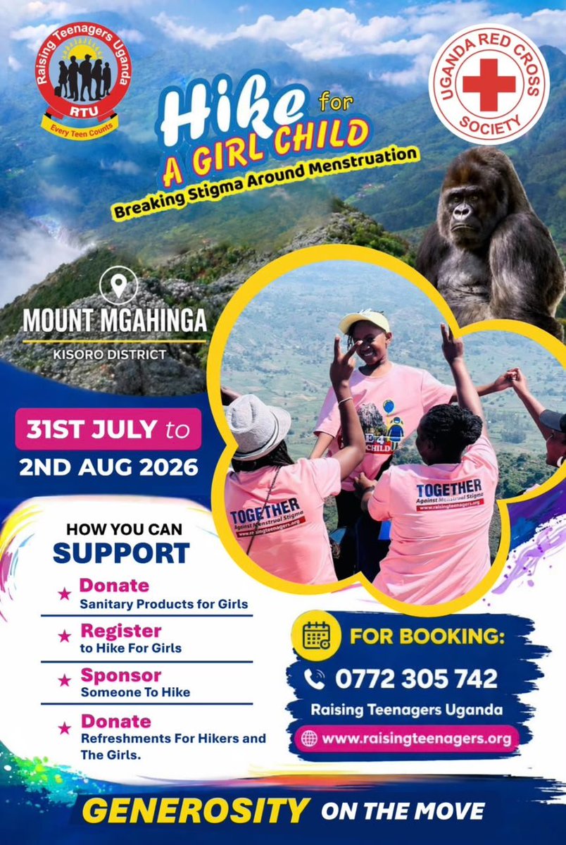 WezeshaGirls's tweet photo. The journey to a #PeriodFriendlyWorld is not measured in kilometers. It's measured in lives changed, stigma challenged, and girls empowered. Every hiker becomes part of that story. #Hike4GirlsUg https://t.co/GvQ6twXTqf