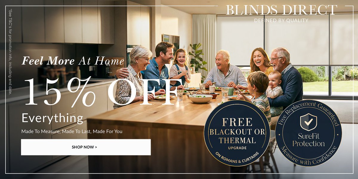 BlindsDirectGB's tweet photo. SUMMER SALE IS ON ☀️

Enjoy 15% OFF everything for a limited time only ✨

Now’s the perfect moment to upgrade your windows and doors with made-to-measure style, from light summer refreshes to full home transformations 🤍

Shop now while the offer lasts: https://t.co/SXM19FQrKD https://t.co/68qVqRcsyP