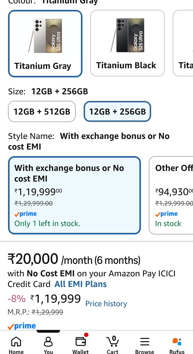 Arawat_131's tweet photo. @amazonIN Booked a product during Amazon Prime Day 10th Anniversary for ₹60k with exchange + 12-month No Cost EMI. Waited 4 days, then Amazon auto-cancelled my confirmed order. Now it's ₹35K costlier and the offers are gone. Please honor the original deal. #Amazon #PrimeDay https://t.co/uPw94hyDex