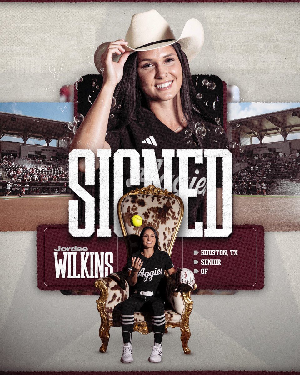 AggieSoftball's tweet photo. Welcome to Aggieland, Jordee Wilkins! 🫧 https://t.co/MnpBwktlJB