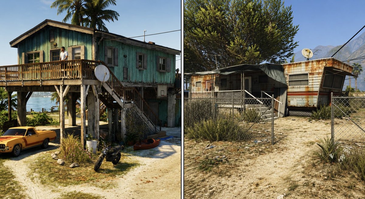 BoobieIntel's tweet photo. GTA 6 Environment Surpasses V

Rockstar elevates visual fidelity.

Jason's home displays superior lighting and textures compared to Michael's. This generational leap defines the new open world experience. https://t.co/yRMTvHIF8Q