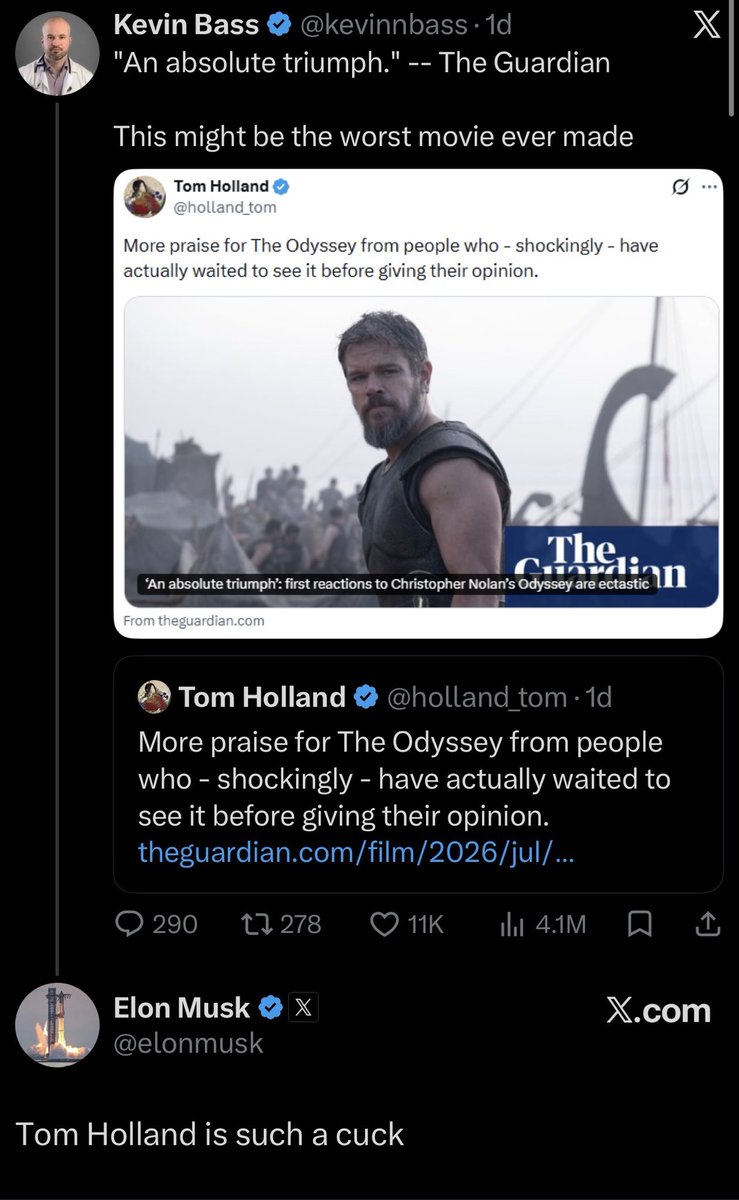 _LA_5's tweet photo. @ItsMeMTJohnson @RedMedia_us Except Elon was responding to Historian Tom Holland's comment https://t.co/trMaovloOJ