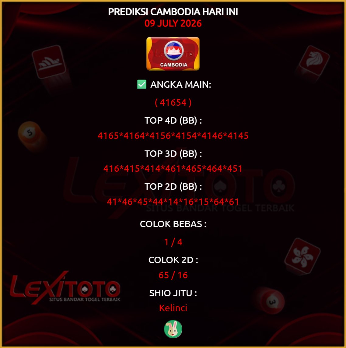 lexitoto_'s tweet photo. Link Join : https://t.co/VQlFM0YDB0

lexitoto
#prediksi #prediksihk #prediksisgp #prediksisydney #prediksicambodia #prediksitaiwan #prediksijapan #prediksichina #prediksitop #prediksijitu #prediksihariini #syairtogel #pastibayar #lexitoto https://t.co/7fTvGU1gN0