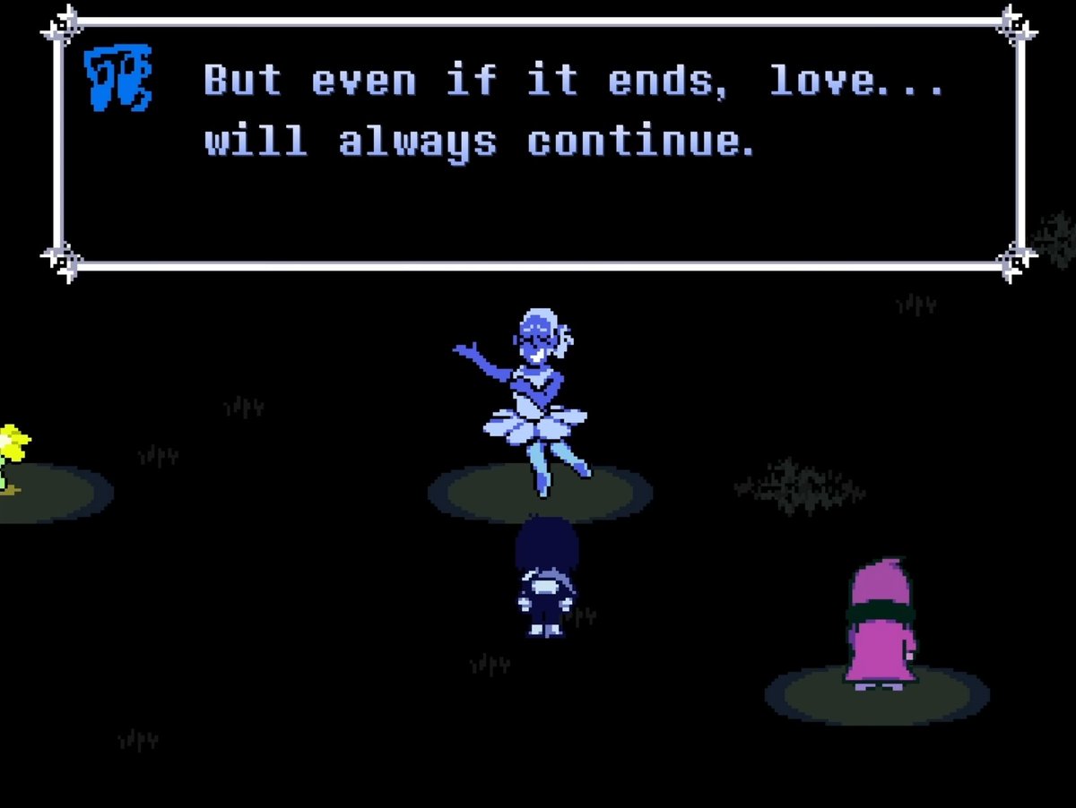 pit0fbabel's tweet photo. id find it sad but fitting if the flowers wither by the end of deltarune no matter how hard fun gang tries to keep them alive due to asgore's absence ... atleast its sweet blellow gets to spend one happy day together before the end and even if they die itd be in each others arms https://t.co/Z8iPUUCktw