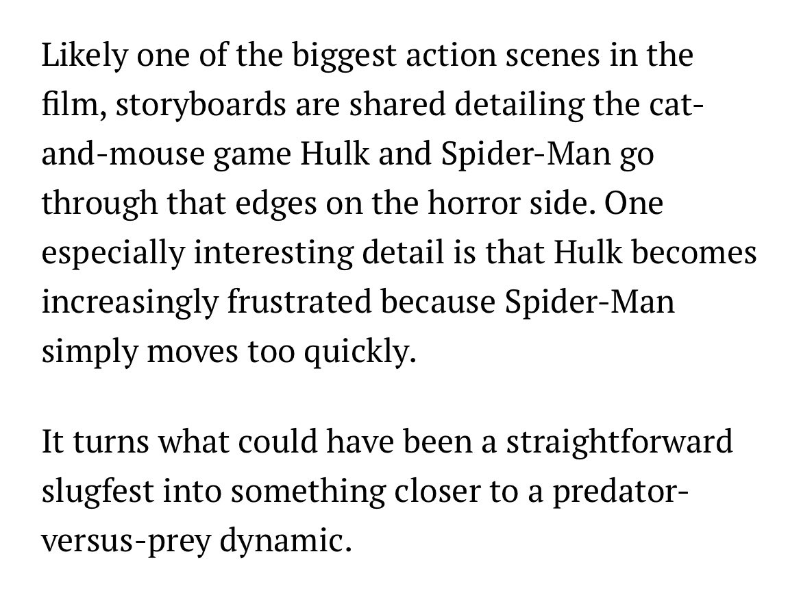mcuspider616's tweet photo. Apparently the Spider-Man and Hulk sequence has a bit of horror vibes to it https://t.co/OFKQqcMOqs