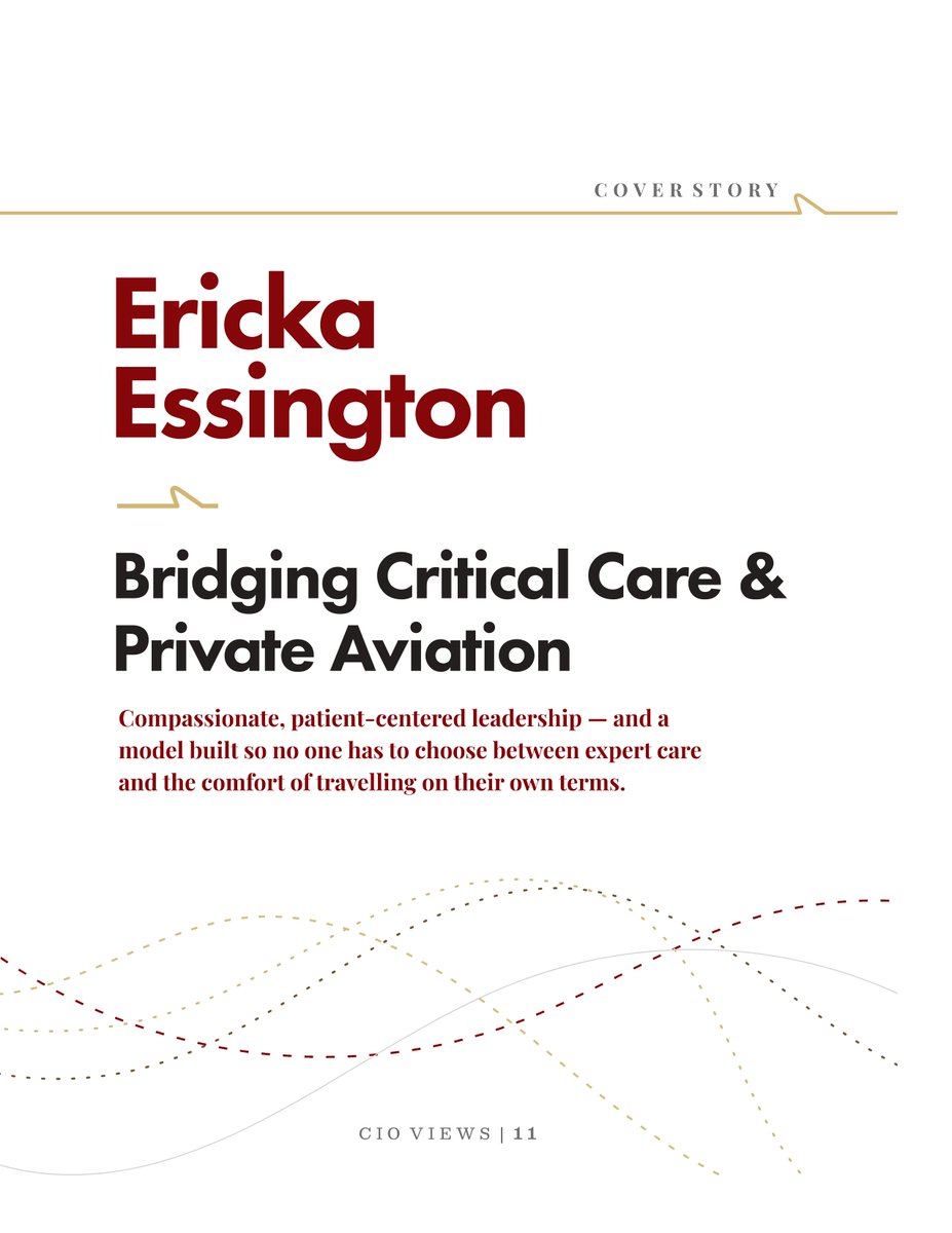 CIOviews's tweet photo. ✈️ We are proud to feature Ericka Essington, Founder &amp; CEO of Air Nurses, on the front cover of CIO Views Magazine's exclusive edition: "The Minds Shaping Modern Healthcare, 2026"
🔗https://t.co/wDrua6dggH
#Healthcare #Leadership #PatientCare #Aviation #Nursing #WomenInHealthcare https://t.co/JkjN18xA1t