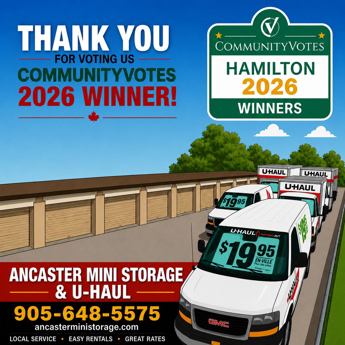 Ancasterstorage's tweet photo. Need Storage or a U-Haul ? We can help.  Give us a call 905-648-5575 @TheSpec @hamiltonchamber @Ancaster_Rotary https://t.co/naUifT4KnK