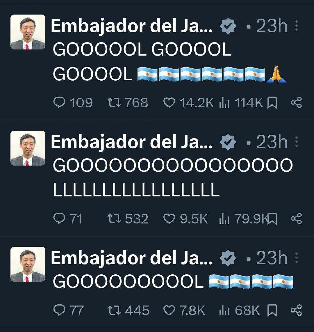 MComadreja's tweet photo. Así vivió la remontada el embajador del Japón en Argentina.

Te quiero en mi equipo siempre @embajadorjpnarg 

🇦🇷🤝🇯🇵 https://t.co/MtU4GaWraI