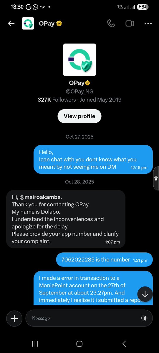 mairoakamba's tweet photo. These are all the chats from 5 of them sending the same automated response, and nothing has been done from September 2025 to July 2026 betweenmyself and @OPay_NG. I provided all they requested and nothing has been done. https://t.co/eqVvNHjyWf