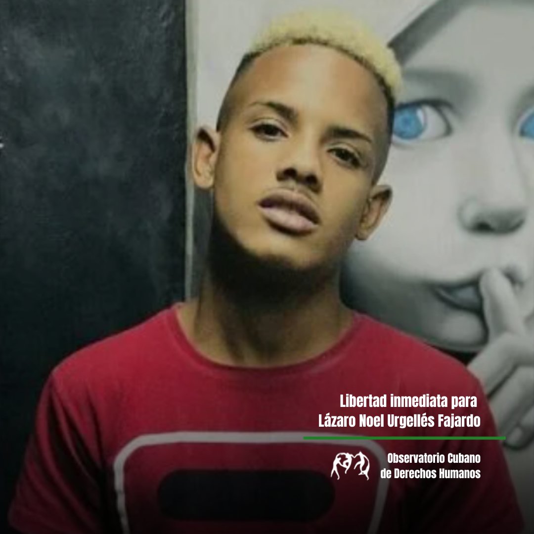 observacuba's tweet photo. Lázaro Noel Urgellés Fajardo era menor de edad cuando fue detenido por participar en las manifestaciones del 11J en La Habana. Casi cinco años después, permanece recluido en la Prisión 1580.

Aunque su condena inicial de 14 años por sedición fue reducida a cinco años de trabajo correccional sin internamiento, en enero de 2025 esa medida fue revocada y regresó a prisión. Su familia denunció que la decisión fue arbitraria y cuestionó que su excarcelación se fijara para septiembre de 2026, cuando, según el tiempo ya cumplido, la sanción debería concluir en julio.

Desde el OCDH exigimos su libertad inmediata e incondicional y la de todos los presos políticos en Cuba.

#5AñosDel11J #11J #PresosPolíticos #DerechosHumanos #Cuba #OCDH