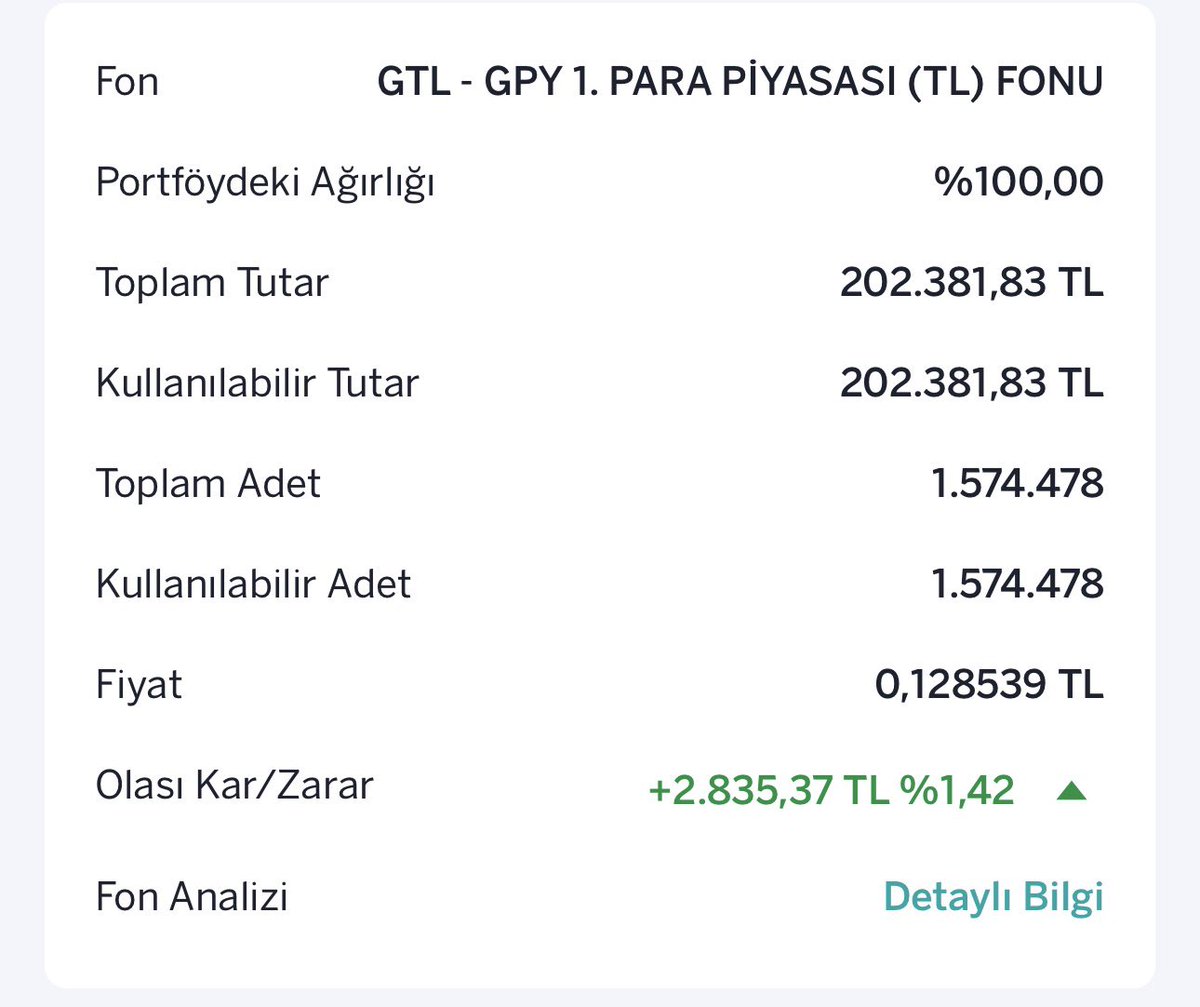 AtabeyAdan's tweet photo. Bu ay kredi kartımız 119.000 TL geldi,
Evi taşırken falan baya para harcadık ama ödemleri karttan yapıp, parayı Para Piyasası Fonuna koydum.

Bir de yine dolapçıya vereceğimiz para vardı, onu da orada tuttuk, arada ekleme yaptım, para çektim falan o sebeple net olarak şu kadar günlük getiri diyemiyorum.

Bu ay toplamda 2800 TL civarı ek gelir elde etmiş olduk, hemen hemen tüm faturaları bununla ödeyeceğiz :)

Siz de kısa vadede kullanacağınız parayı boşta bekletmeyin, çalıştırın :)