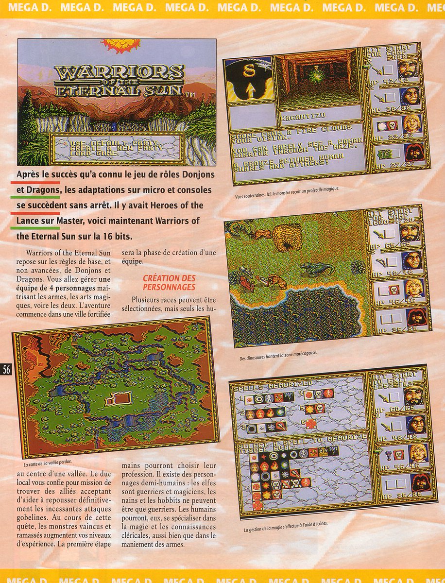 AllmightoFranky's tweet photo. En aout 1992 sortait sur la #Megadrive de #SEGA le jeu #WarriorsOfTheEternalSun dans l'univers Donjons et Dragons!Ici les tests dans #PlayerOne par Wolfen avec un petit 85%,puis dans #Joypad abvec la note de 80%!A demain pour un autre #RPG #retro!!#retrogaming #80s #90s https://t.co/5jJN0cvDEb