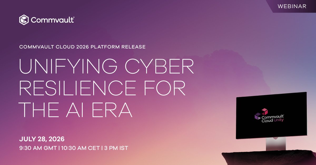 Commvault's tweet photo. As organizations continue to modernize and embrace AI, resilience is becoming an operational capability that supports readiness before, during, and after disruption.

Register for our webinar to explore the latest capabilities in Commvault Cloud 11.44 LTS: https://t.co/7GXsL1s3NA https://t.co/6f6AqEMj2h
