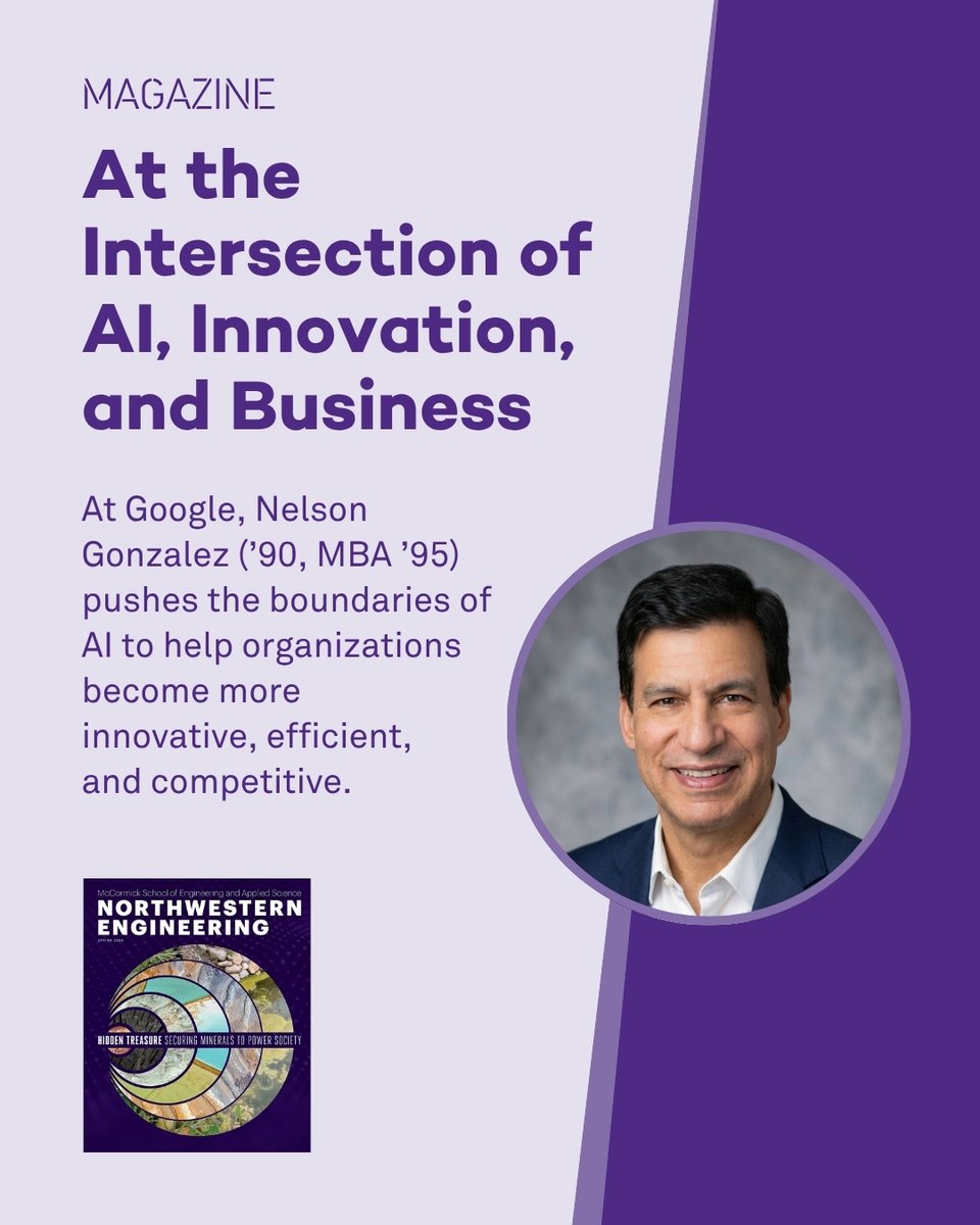 NorthwesternEng's tweet photo. From Northwestern Engineering to the forefront of AI at Google.

Nelson Gonzalez (’90, MBA ’95) leads enterprise generative AI and agent initiatives, helping organizations innovate, compete, and adapt in a rapidly changing landscape.

https://t.co/PdsDQcaTJJ https://t.co/jZY6srBX7W