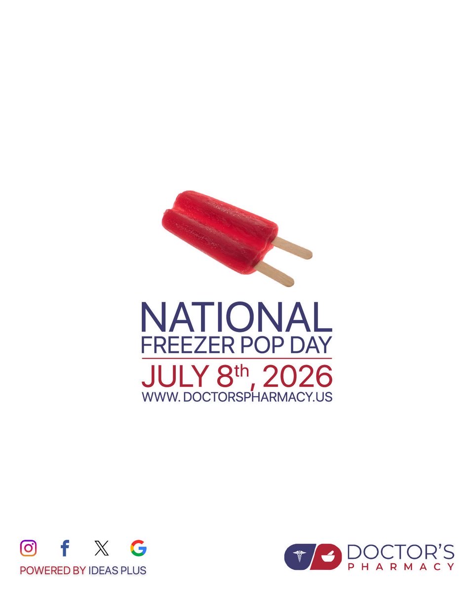godoctorsrx's tweet photo. National Freezer Pop Day is celebrated each year to honor the colorful, frozen treats that have been a summertime favorite for generations. Refreshing, fun, and full of flavor, freezer pops are the perfect way to cool off on a hot day.

#NationalFreezerPopDay #FreezerPopDay https://t.co/mtRgbQXOQe