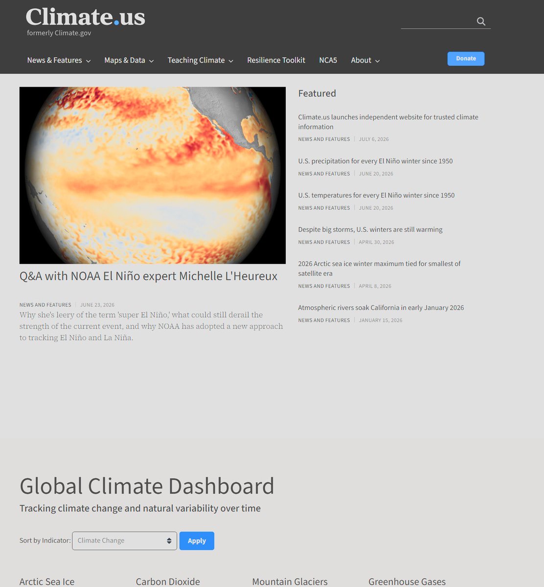 latestinspace's tweet photo. The Trump administration fired the scientists who ran the government’s climate website, then shut the site down

The scientists have rebuilt it from scratch and put it back online https://t.co/eqHFx2YDJK