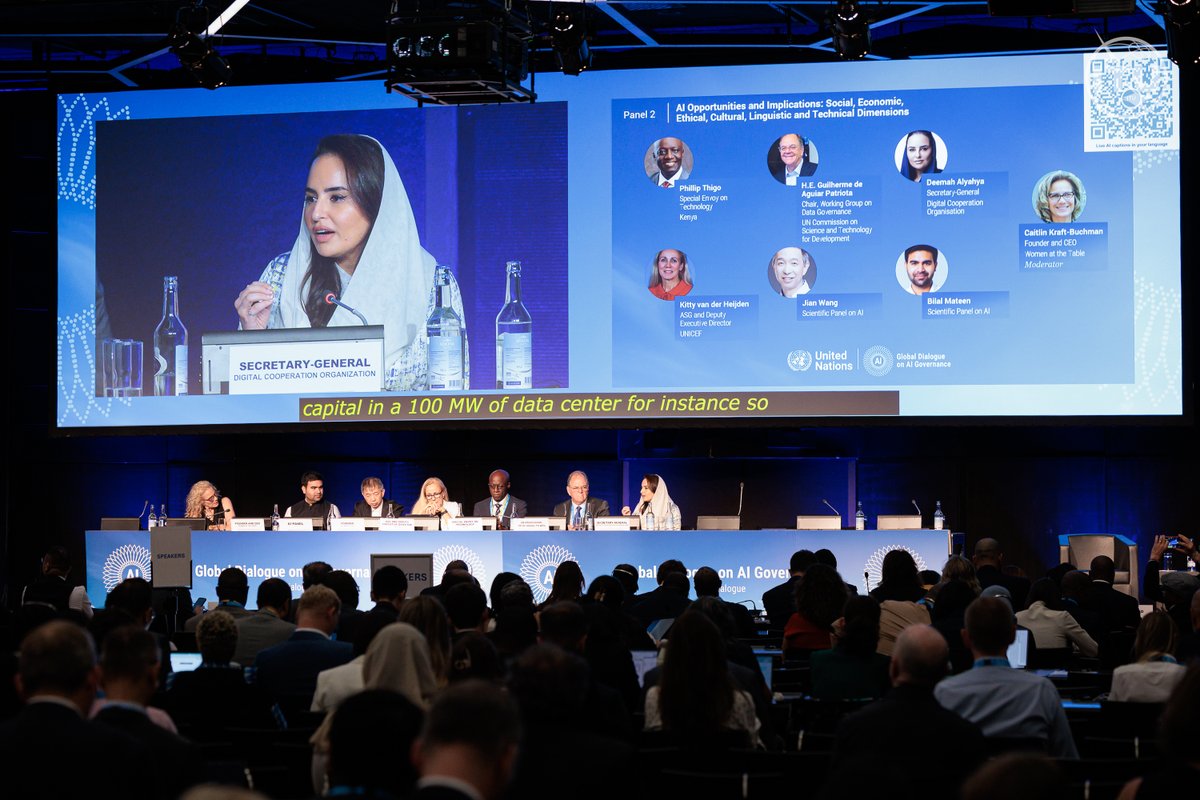Dalyahya's tweet photo. Important conversations. Meaningful partnerships. Practical action to advance a more inclusive and sustainable AI future. 

My 5 main takeaways from the @UN Global Dialogue on #AIGovernance in Geneva: 

◈ AI governance must move from principles to practice. 
◈ Bridging AI divides is a global imperative. 
◈ Interoperability, not uniformity, is the path forward. 
◈ Partnership is essential to responsible AI. 
◈ Every country deserves the capacity to shape the AI future. 

The future of #AI must be shaped with every country, not for every country. 

#DigitalProsperity4All #AIDialogue