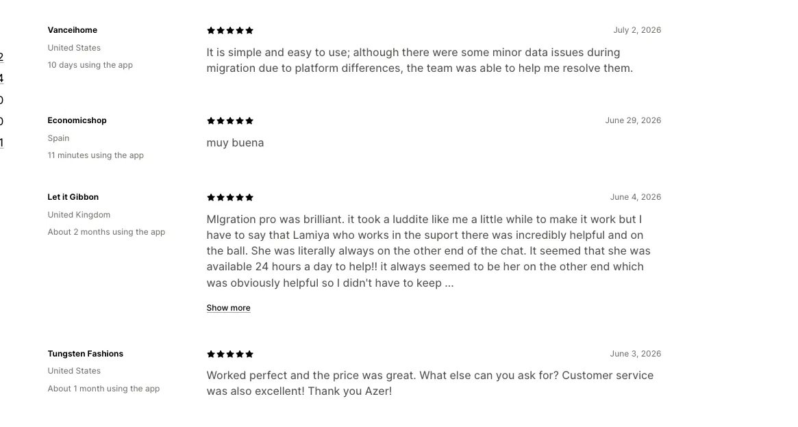az_mehdiyev's tweet photo. Fake review cleanup - overdue and welcome 👏 

Flip side: several of our @migrationpro reviews are recent (June 2026), detailed, and from active stores on Basic &amp; Grow plans. Yet archived, with no visibility into why.  

One ask: Include the reason in the archived-review email. https://t.co/12mapyQ51v