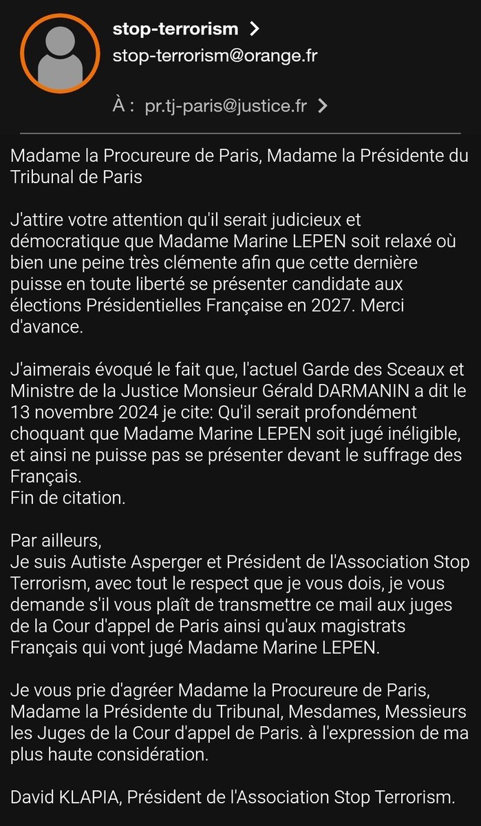 StopTerrorisme's tweet photo. Notre association @StopTerrorisme à écrit aux magistrats Français a propos de Mme @MLP_officiel #MarinePrésidente #France #RN #Justice https://t.co/Daw4BF276J