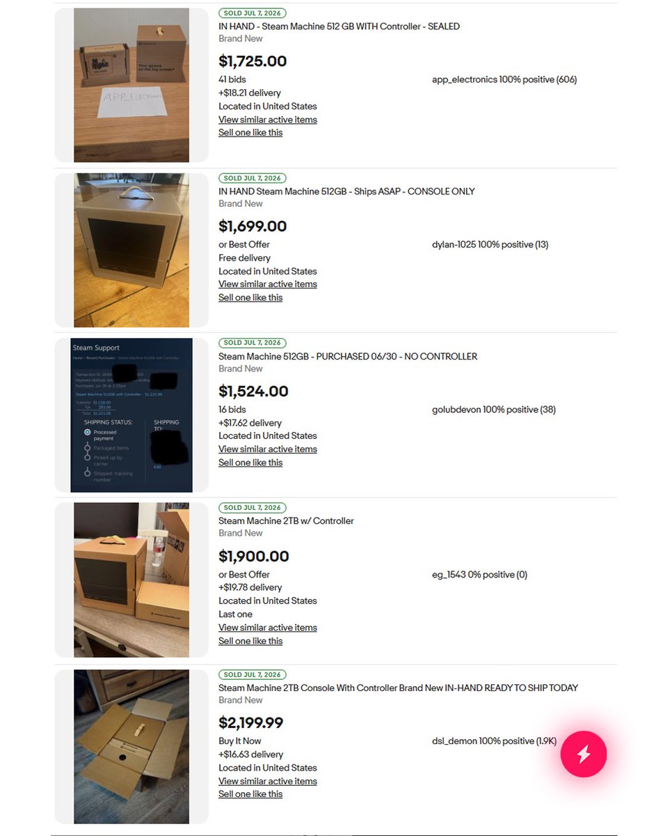 AMNotify's tweet photo. Valve gave us the easiest flip of the month so far 💰

Steam Machine waitlist went live. If you were selected, you could list your reservation on eBay before even making the purchase.

$300+ profit minimum depending on the unit, some cleared $700+ 📈

All for entering a raffle 😅 https://t.co/xQBDHSe6AE