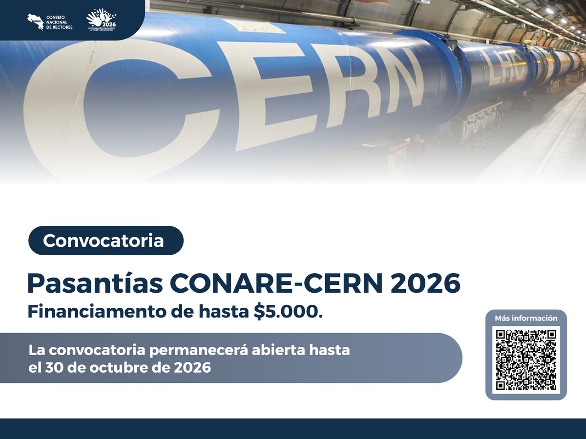 Portal_Invest's tweet photo. Fortalecer la participación de personas investigadoras y estudiantes costarricenses en proyectos relacionados con la colaboración ConareCERN/LHCb, promoviendo el desarrollo científico y tecnológico mediante la cooperación internacional. Más información: https://t.co/XIyKAZHX4Y https://t.co/i06w3dJYhM