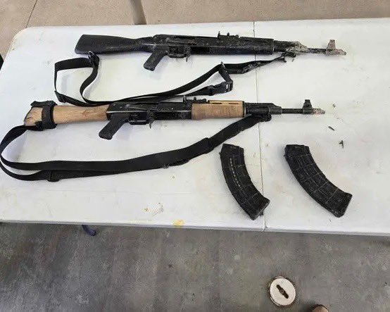 DHSgov's tweet photo. Three illegal immigrants armed with AK-STYLE RIFLES have been ARRESTED at the border.

@CBP swiftly apprehended the three criminals, all from Mexico, near Presidio, Texas. All three now face federal weapons charges. 

Thanks to the work of our heroic Border Patrol, these criminals FAILED to get into our country. Under @POTUS Trump’s leadership, our borders are SECURE.