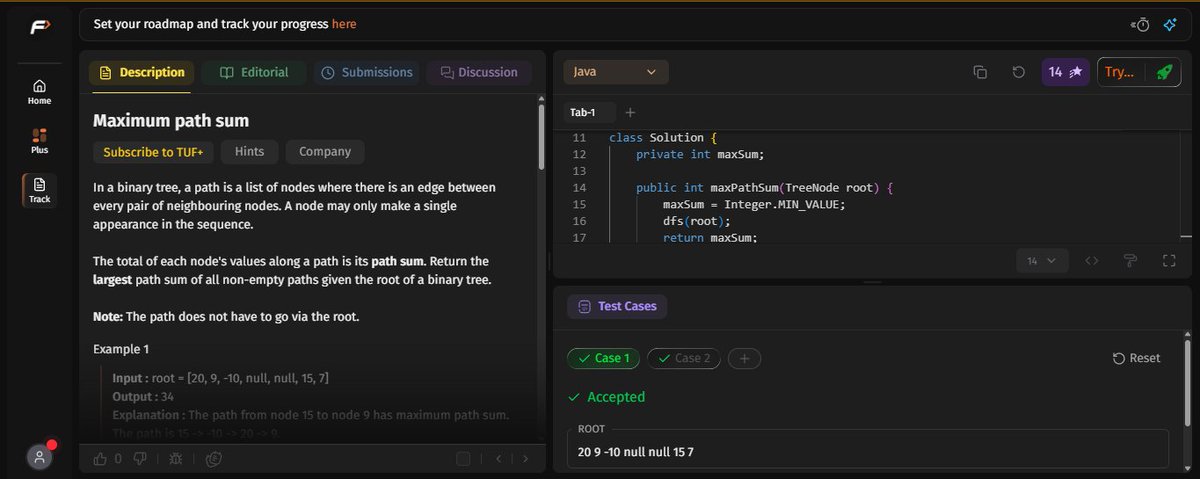 pritesh_sorte_'s tweet photo. 🗓️ Day 38  –  45 Days #SDESheetChallenge
Topic - Binary Tree part-III | Solved 3 problems
124. Maximum path sum
125. Construct a BT from Preorder and Inorder
126. Construct a BT from Postorder and Inorder https://t.co/RYzNV2t2Tz