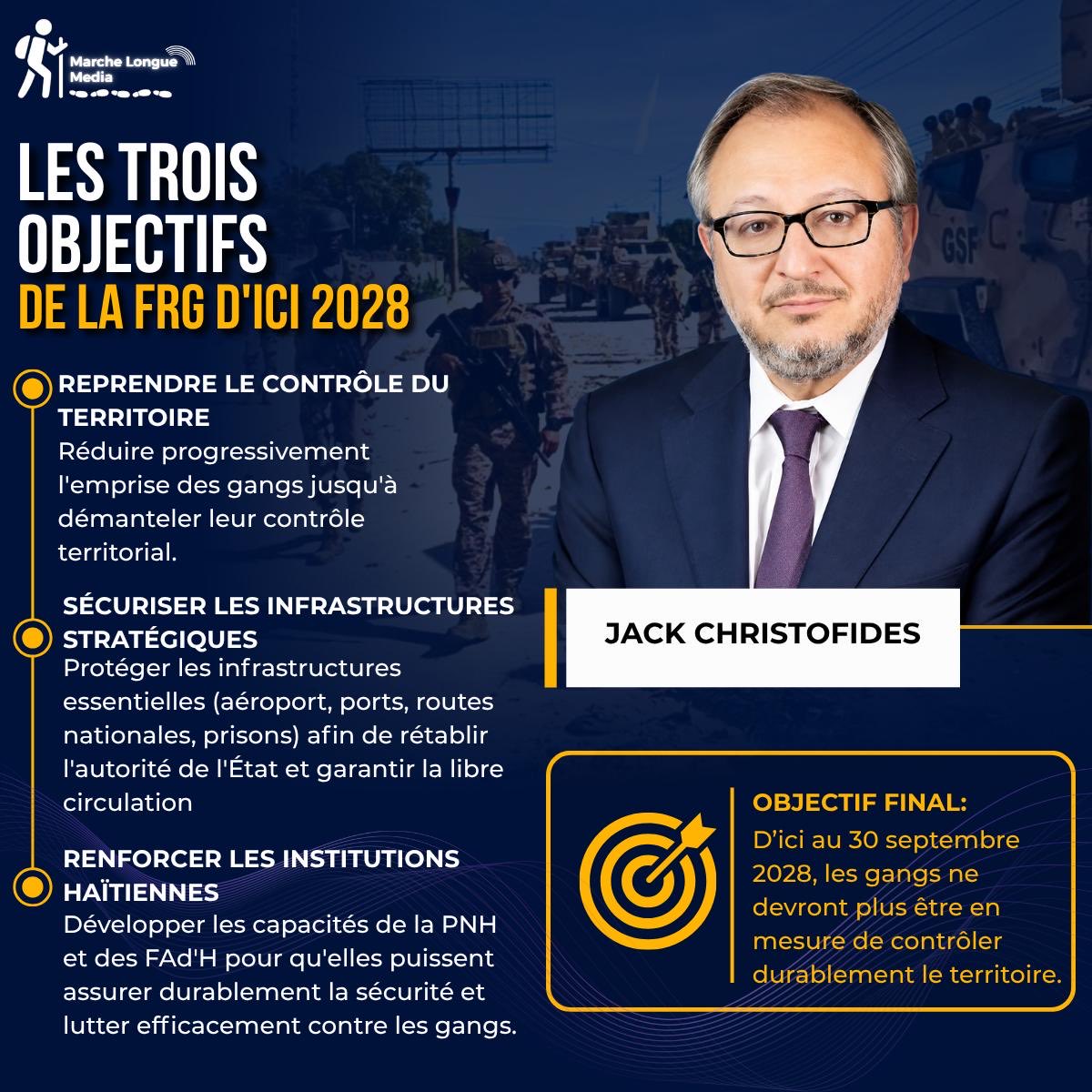 Globalfunp's tweet photo. Le représentant spécial de la Force de Répression des Gangs Jack Christofides a présenté une feuille de route détaillée avec trois objectifs à atteindre d’ici le 30 septembre 2028.

#MarcheLongueMedia https://t.co/fSUvbqDWjI