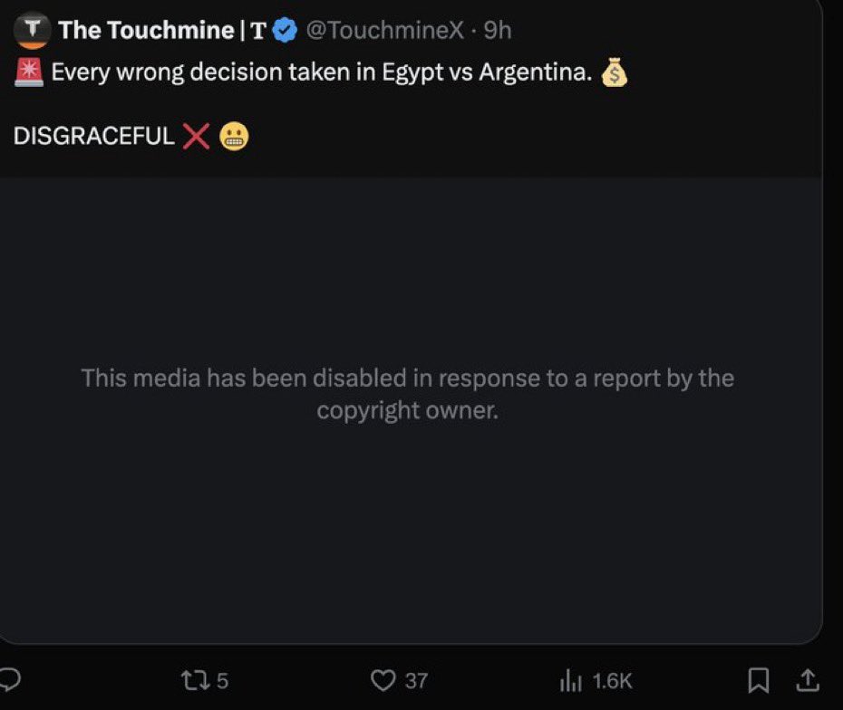 drhossamsamy65's tweet photo. ⛔️Corrupt FIFA is taking down all the viral clips appearing to expose the Argentinian cheating against Egypt on X and other social media platforms‼️ https://t.co/9YhF6GUQUE