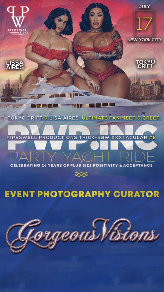 GorgeousVisions's tweet photo. When You See Gorgeous Visions Logo At @pwpinc4ever Yacht Party July 17th Strike Your Best Pose Because I Will Be There Photographing The Absolute Finest as The Event Photography Curator. Don’t Miss This Experience. Get Your Tickets Now! https://t.co/99uq9jWend https://t.co/3K4CBYKxSz