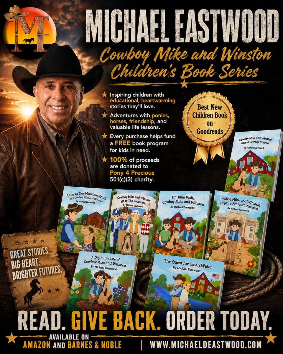 Seniorknowkyca's tweet photo. Cowboy Mike and Winston the Pony: A Children’s Book Series Built on Reading, Giving, and Heart. Michael Eastwood, known to many families as Cowboy Mike, has built a children’s book series with a simple purpose: bring joy to children, https://t.co/sQ9Fn6JIVU

#books #kidbooks https://t.co/wwNLzlrDV1