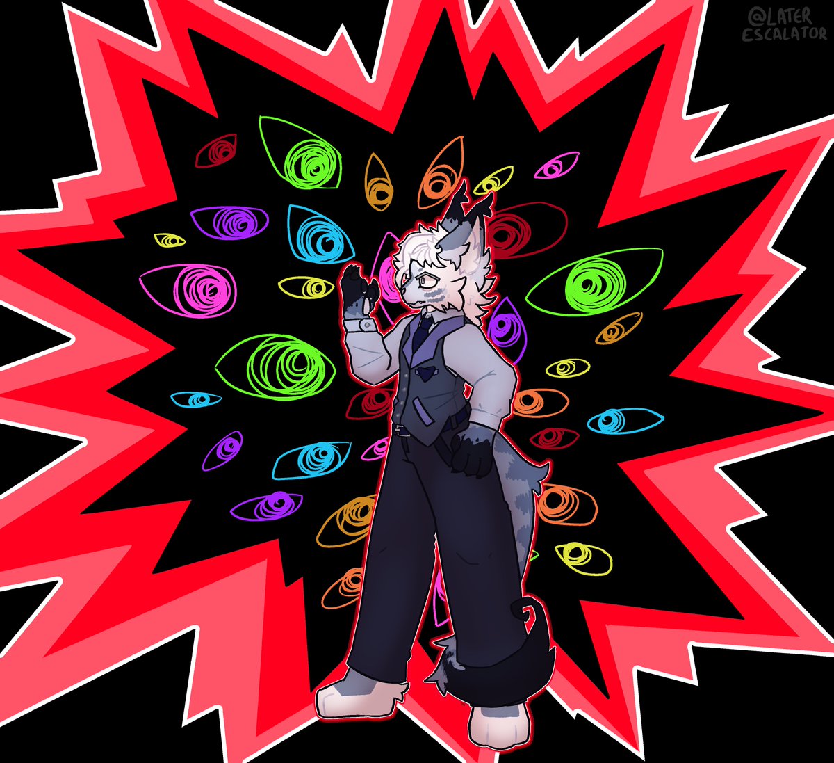 Later_Escalator's tweet photo. artfight attack for Smultronvarg !!!  

"Paranoia"

#furryart | #artfight2026 https://t.co/oBawFsFkz2