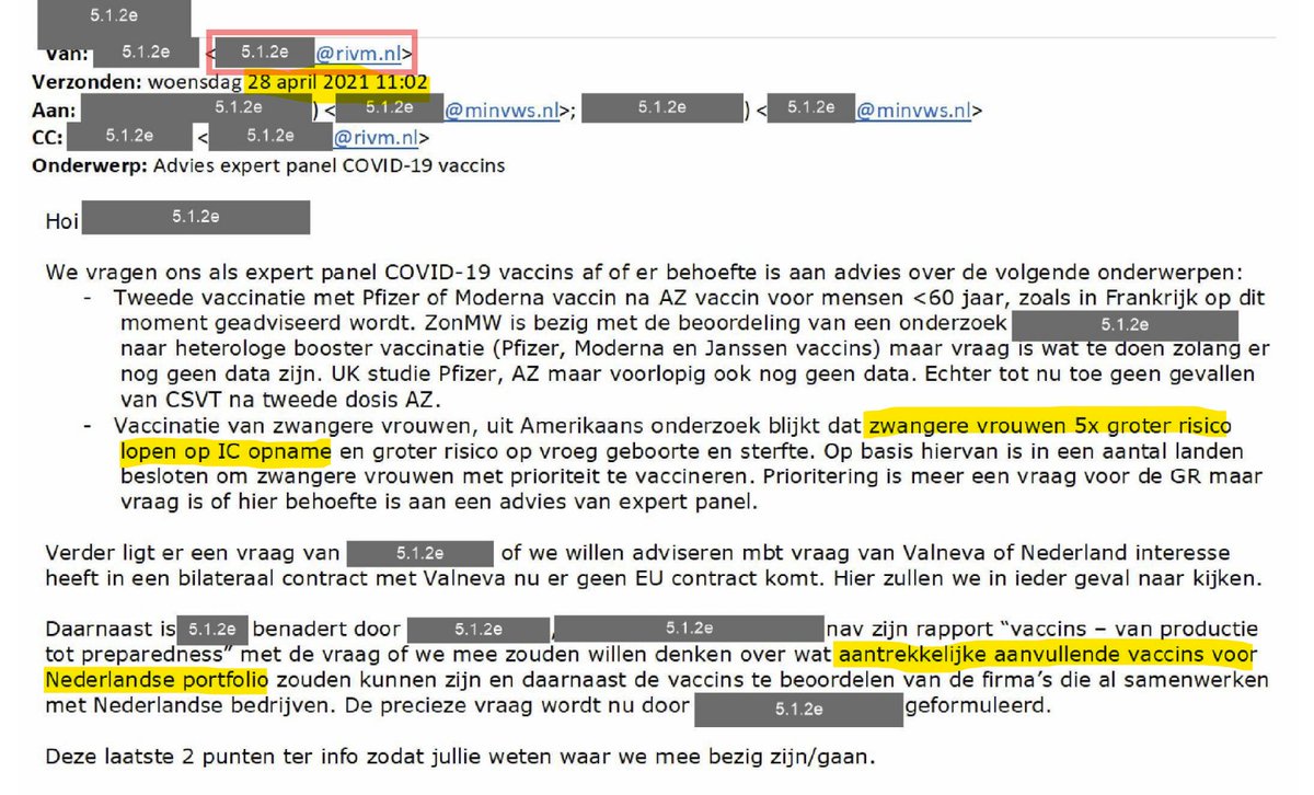 Leon1969's tweet photo. Op 28 april 2021 was een ambtenaar van het RIVM er als de kippen bij om het "Nederlandse portfolio" vaccins met "aantrekkelijke kandidaten" aan te vullen.

Het @RIVM zijn vaccinpushers zónder oog voor Volksgezondheid. Geen oog voor de gevolgen, alleen voor de eigen bonus. https://t.co/ogvhq7gMbH
