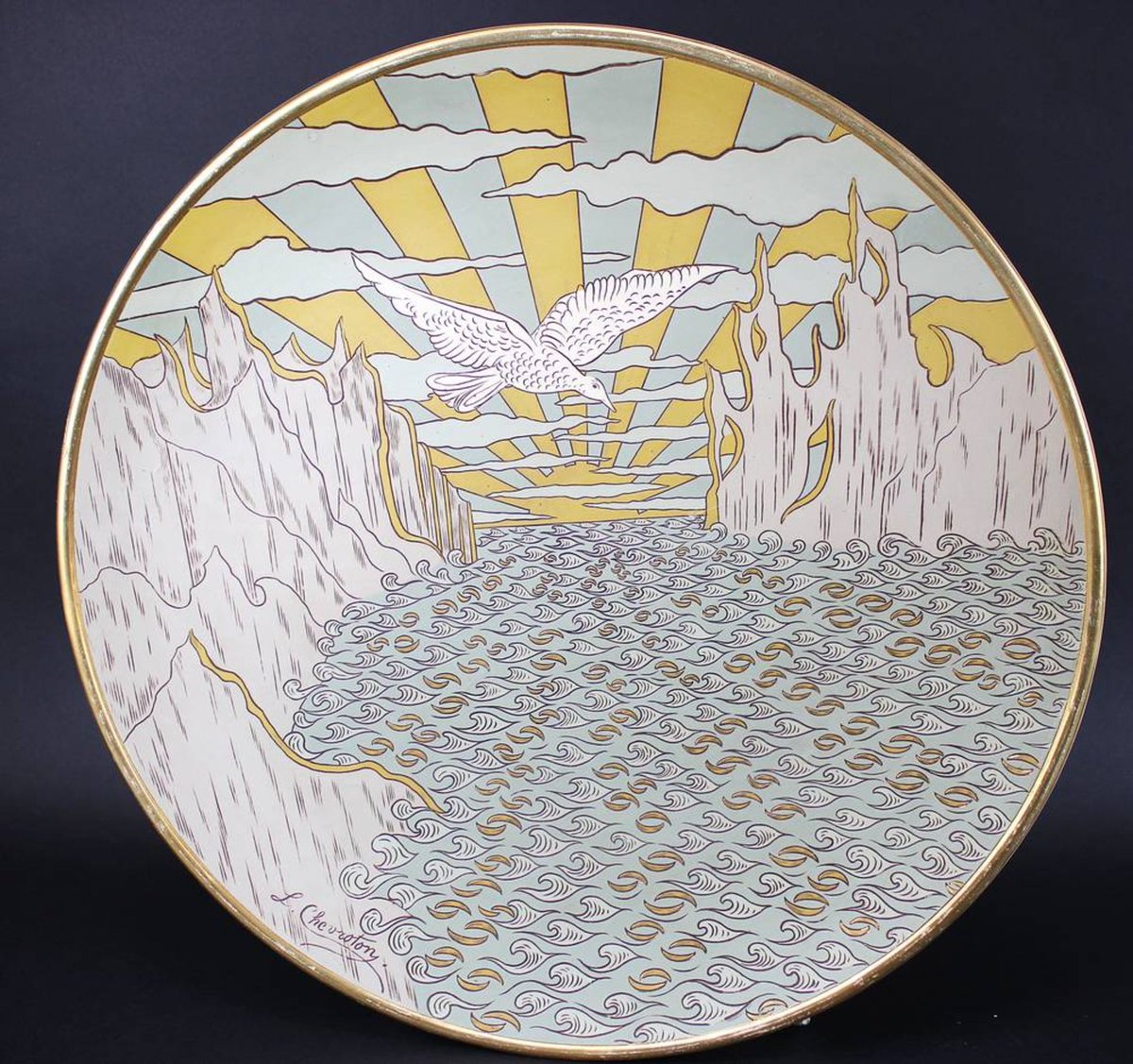 NouveauDeco's tweet photo. Jugendstil wall plate from 1899 by Villeroy &amp; Boch, Mettlach, Germany. https://t.co/fLzHHImKQf