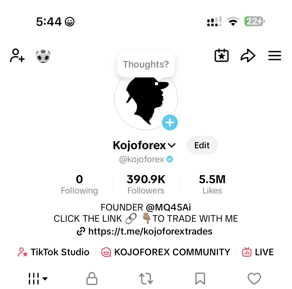 KojoForex's tweet photo. Legit the ONLY trader in Africa with a verified Telegram channel &amp; TikTok account.

E reach to say in the world seff 

Lol OG for a reason!! ✅ https://t.co/NoMmnOYpSL