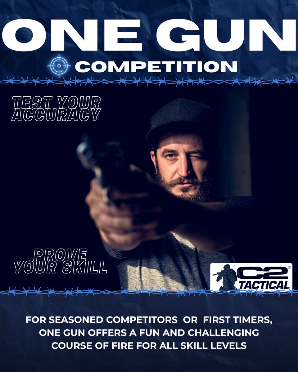 C2_Tactical's tweet photo. 👉️Our One Gun Competition starts tonight!💥🎯
Come down to C2 Tactical Scottsdale and enjoy a fun and challenging day for you and your friends!😀

⚡️Show your skills, improve your accuracy, and challenge your mind!🔥🔫

🕔️Check In: 5:00 PM
📌Location: C2 Tactical Scottsdale https://t.co/IUb4Fv4QK5