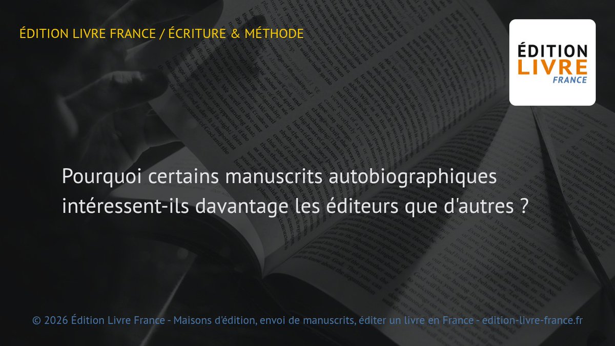edition_fr's tweet photo. Pourquoi certains récits autobiographiques retiennent davantage l’attention des éditeurs ? Parce qu’ils ne publient pas un vécu brut, mais un texte, une voix, un projet de livre, une vraie proposition éditoriale. #Edition #Manuscrit https://t.co/2ruEmwsHza https://t.co/gjtLDycf7w