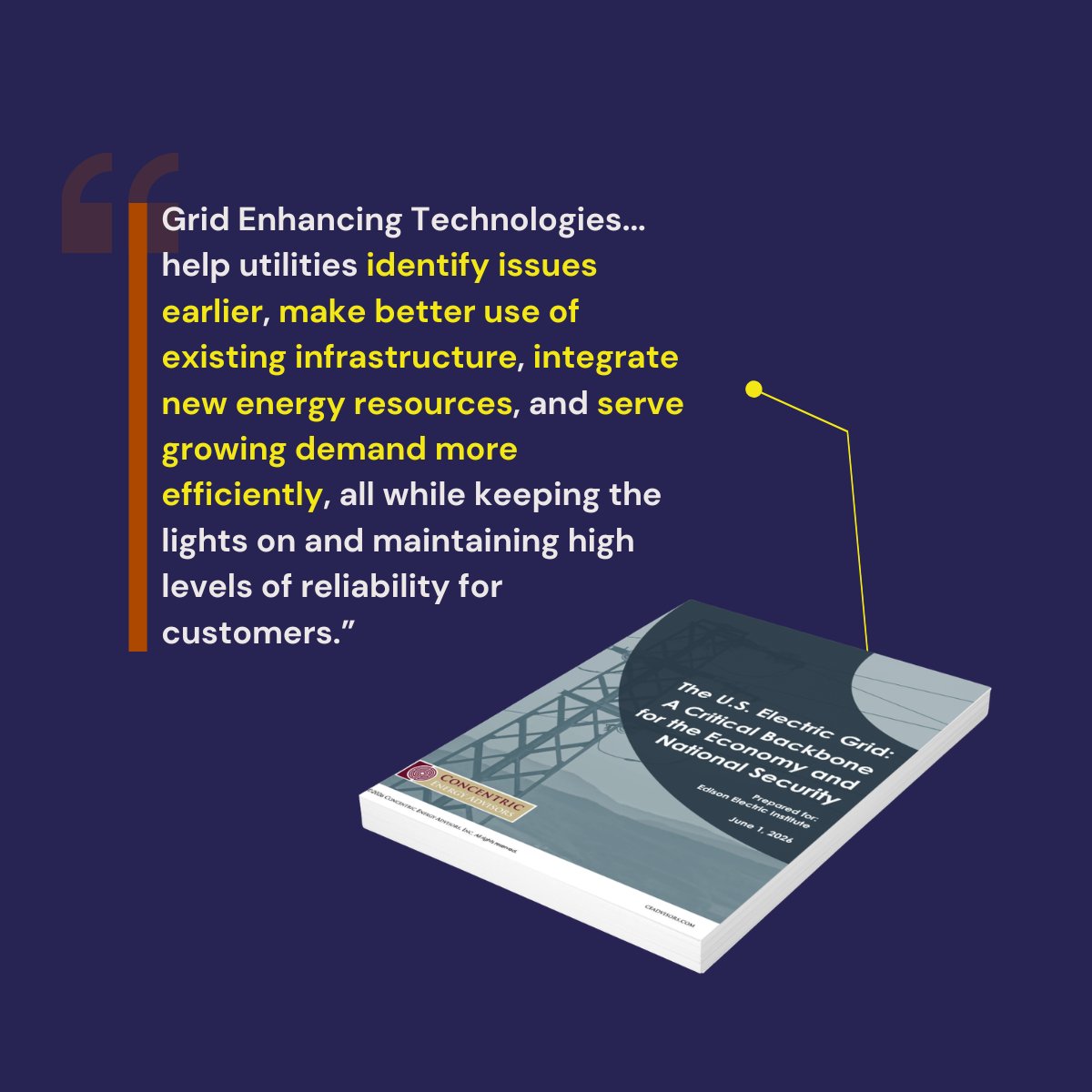 WATTCoalition's tweet photo. GETs help utilities 🔍 identify issues early ✅ make better use of existing infrastructure ☀️ integrate new energy resources &amp;  📈 serve growing demand more efficiently, while keeping the 💡 on, Concentric Energy Advisors reports for @Edison_Electric. https://t.co/Dtuf6pQCPC https://t.co/3xl6XVtZH1