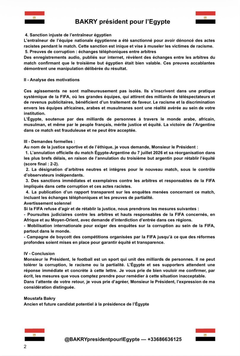 alfredolez's tweet photo. 🚨🇪🇬 #Entérate
La Federación #Egipcia de Futbol rompió el silencio tras su #eliminación ante #Argentina en el #Mundial2026 y aseguró que "no puede permanecer en silencio respecto a las decisiones arbitrales". Acá el comunicado oficial: https://t.co/UwGwTNR4GR