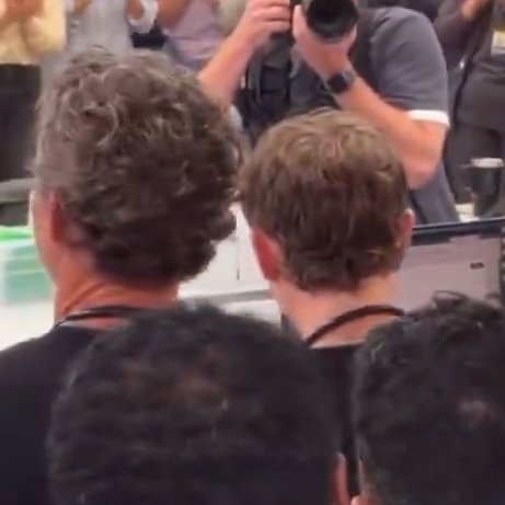 shawnhats's tweet photo. the back of shawn hatosy's head was seen on the set of the pitt celebrating his emmy nomination https://t.co/VQGLv1B557