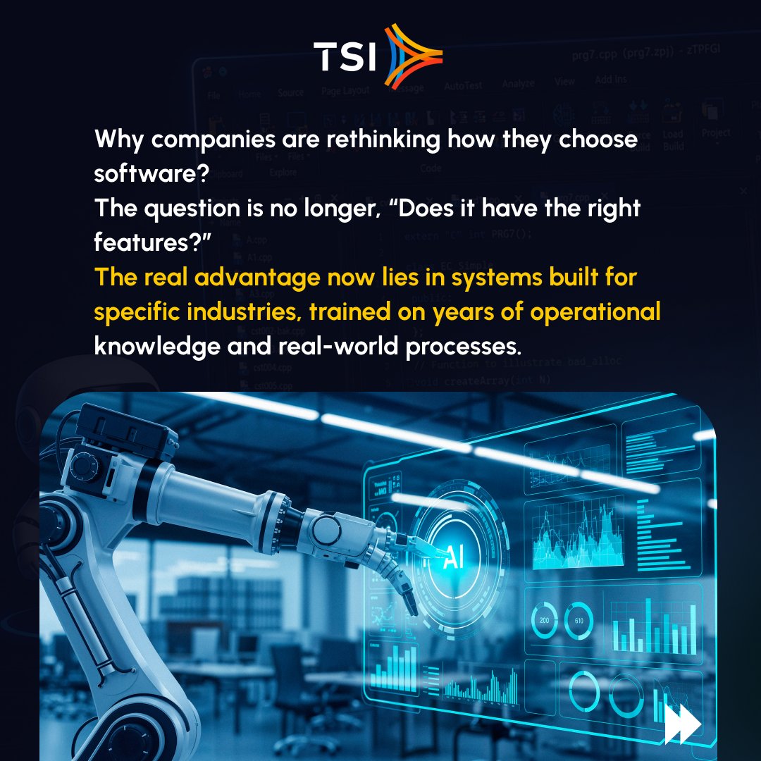 TPFSoftware's tweet photo. #VerticalSoftware is replacing generic tools.
Now AI in Vertical Software is moving from managing work to doing work.

#VerticalAI #SaaS #AI #TPFSoftware #TSI https://t.co/e9UdYu8NCQ