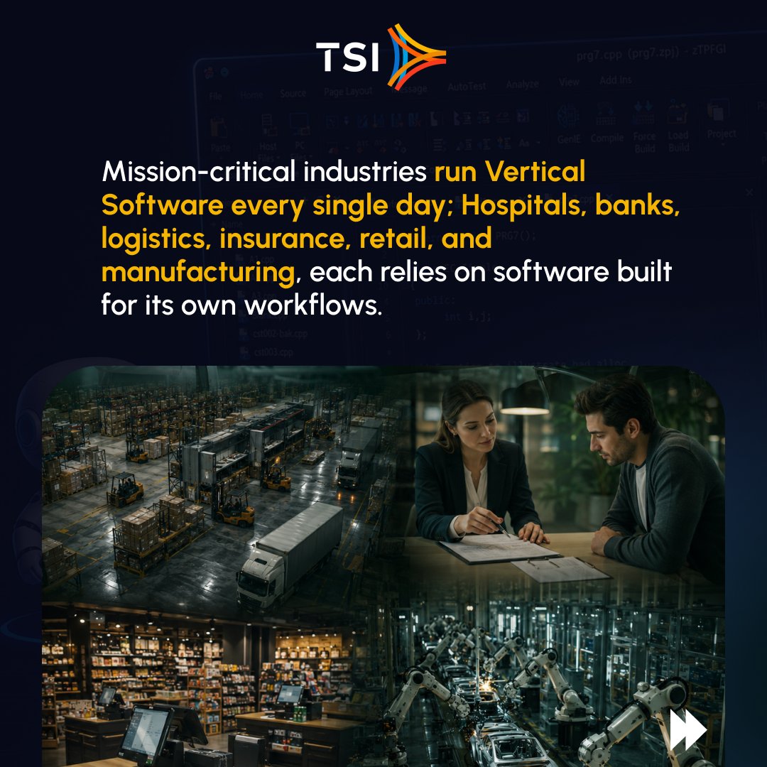 TPFSoftware's tweet photo. #VerticalSoftware is replacing generic tools.
Now AI in Vertical Software is moving from managing work to doing work.

#VerticalAI #SaaS #AI #TPFSoftware #TSI https://t.co/e9UdYu8NCQ